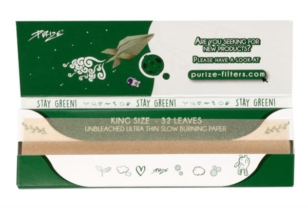 PURIZE® King Size Wide Unbleached Zigarettenpapier 40er Box Blättchen Papers